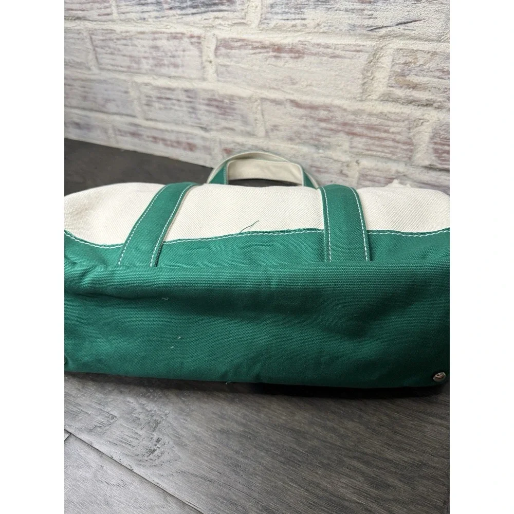 Sunwin Boatkin Style Women Large Cream Green Canvas Tote Bag NWOT Nautical